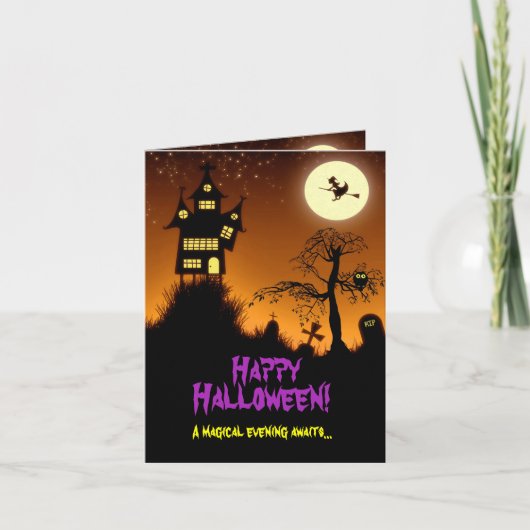 Carte Halloween déplaisant Haunted House (Devant)