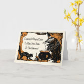 Carte Halloween design antique (Fleur jaune)