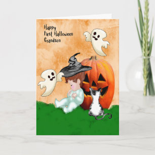 Carte Halloween Design pour Grand-fils avec Citrouille