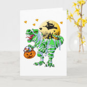 Carte Halloween Dinosaur T Rex Mummy Citrouille (Fleur jaune)