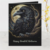 Carte Halloween d'oiseau noir (Fleur jaune)