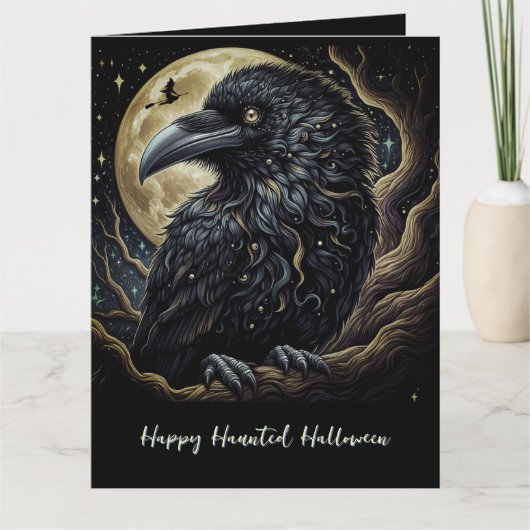 Carte Halloween d'oiseau noir (Devant)