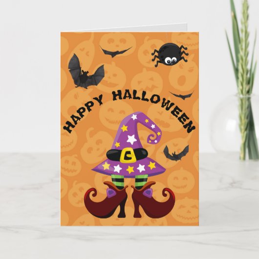 Carte Halloween drôle sorcière pieds (Devant)