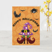 Carte Halloween drôle sorcière pieds (Fleur jaune)