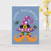 Carte Halloween drôle sorcière pieds (Fleur jaune)