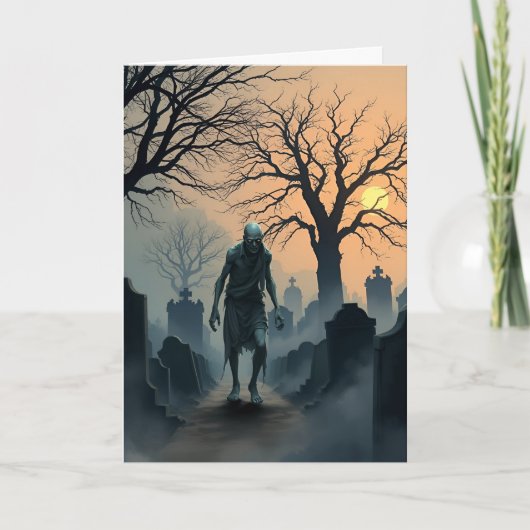 Carte Halloween du cimetière Zombie (Devant)