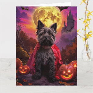 Carte Halloween écossais Terrier Vampire Citrouille effr