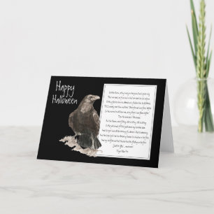 Carte Halloween, Edgar Allen Poe, Raven, plus jamais
