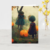 Carte Halloween effrayant (Fleur jaune)