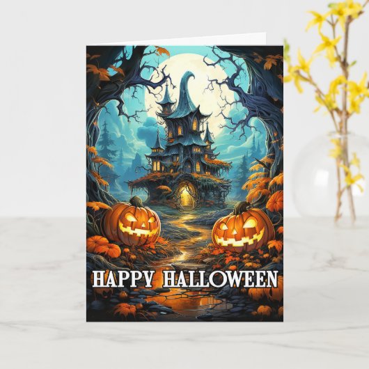 Carte Halloween éffrayant (Fleur jaune)