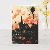 Carte Halloween effrayant (Fleur jaune)