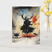 Carte Halloween effrayant (Fleur jaune)