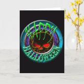 Carte Halloween Éffrayant au crâne (Fleur jaune)