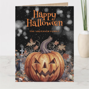 Carte Halloween éffrayant Citrouille Ghost