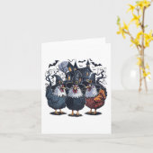 Carte Halloween Éffrayant de poulet sorcier drôle (Fleur jaune)