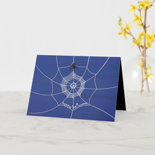 Carte Halloween Éffrayant effrayant mignon araignée Web (Fleur jaune)