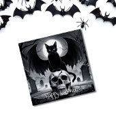Carte Halloween éffrayant en chat noir