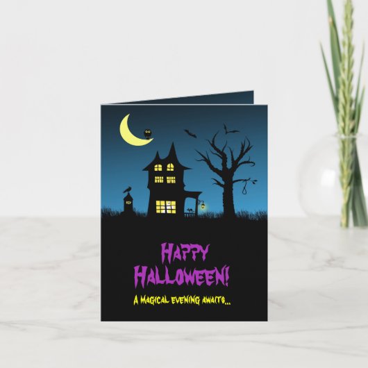 Carte Halloween éffrayant Haunted House (Devant)
