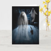 Carte Halloween éffrayant Haunted House Ghost (Fleur jaune)