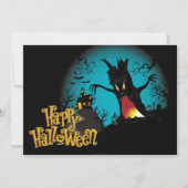 Carte Halloween effrayant Maison hantée avec arbre (Devant)