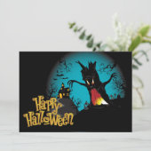 Carte Halloween effrayant Maison hantée avec arbre (Debout devant)