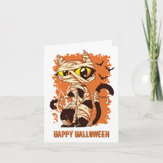 Carte Halloween effrayant maman chat