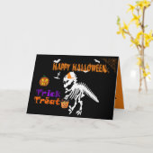 Carte Halloween éffrayant Saurus T-Rex heureux (Fleur jaune)
