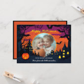 Carte Halloween Éffrayant Snuggle Castle (Devant/Arrière en situation)