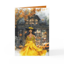 Carte Halloween Éffrayant Storefront Witch Hallowe