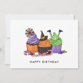 Carte Halloween Éffrayant Sweet Cupcakes Anniversaire (Devant)