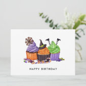 Carte Halloween Éffrayant Sweet Cupcakes Anniversaire (Debout devant)