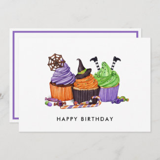 Carte Halloween Éffrayant Sweet Cupcakes Anniversaire