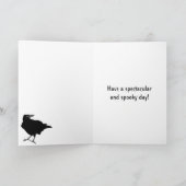 Carte Halloween éffrayant Tombstone et Black Crow (Intérieur)