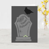 Carte Halloween éffrayant Tombstone et Black Crow (Fleur jaune)