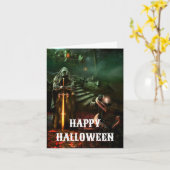 Carte Halloween Effrayante (Fleur jaune)