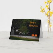 Carte Halloween éffrayante avec Skeletons dansants (Fleur jaune)