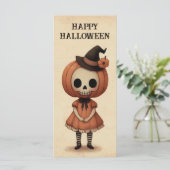 Carte Halloween éffrayante fille de crâne Trick ou de tr (Debout devant)
