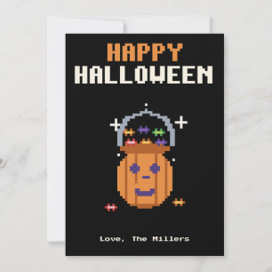 Carte Halloween en pixel art de bonbons Trick or T