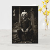 Carte Halloween en tête de Citrouille vintage (Fleur jaune)