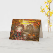 CARTE HALLOWEEN ENCHANTÉE FILLE SUCRÉE (Fleur jaune)