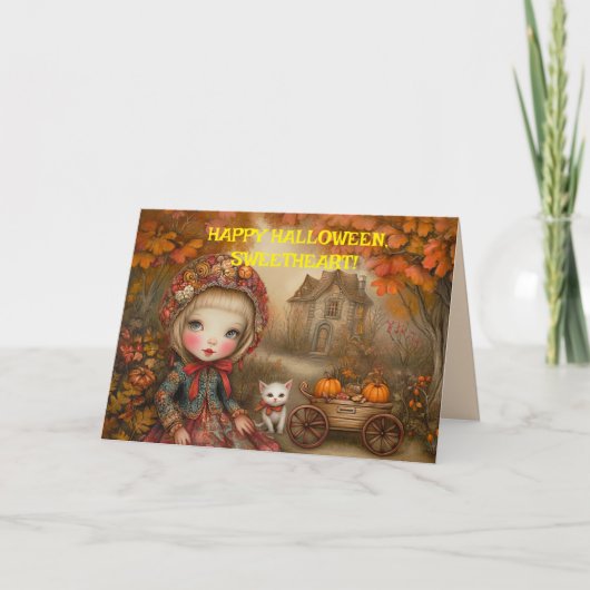 CARTE HALLOWEEN ENCHANTÉE FILLE SUCRÉE (Devant)