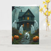 Carte Halloween et le chaton blanc (Fleur jaune)