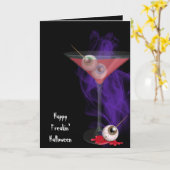 Carte Halloween Eyeball Martini Boire avec de la fumée (Fleur jaune)