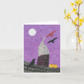 Carte Halloween fantaisiste ou Samhain Card, Maison, Cor (Fleur jaune)