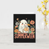 Carte Halloween Fantôme d'été Retro Summerween (Fleur jaune)