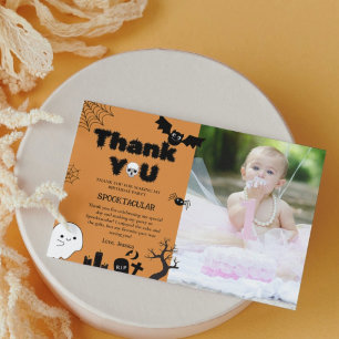 Carte Halloween Fantôme Éffrayant Anniversaire Merci