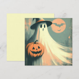 Carte Halloween Fantôme et Citrouille-lanterne Épouvanta