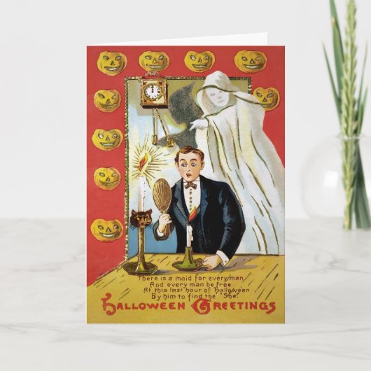 Carte Halloween Fantôme Miroir Rétro (Devant)