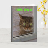 Carte Halloween féline Éffrayante (Fleur jaune)