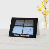 Carte Halloween fenêtre de grange (Fleur jaune)